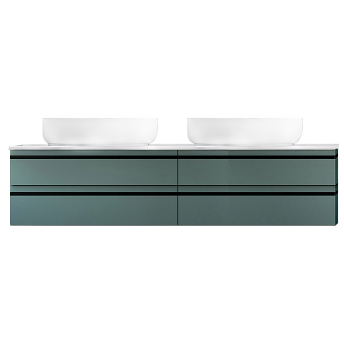 Mobilier suspendat Kolpasan Alexis, 150 cm, 4 sertare Soft Close, blat Kerrock, Green [2]
