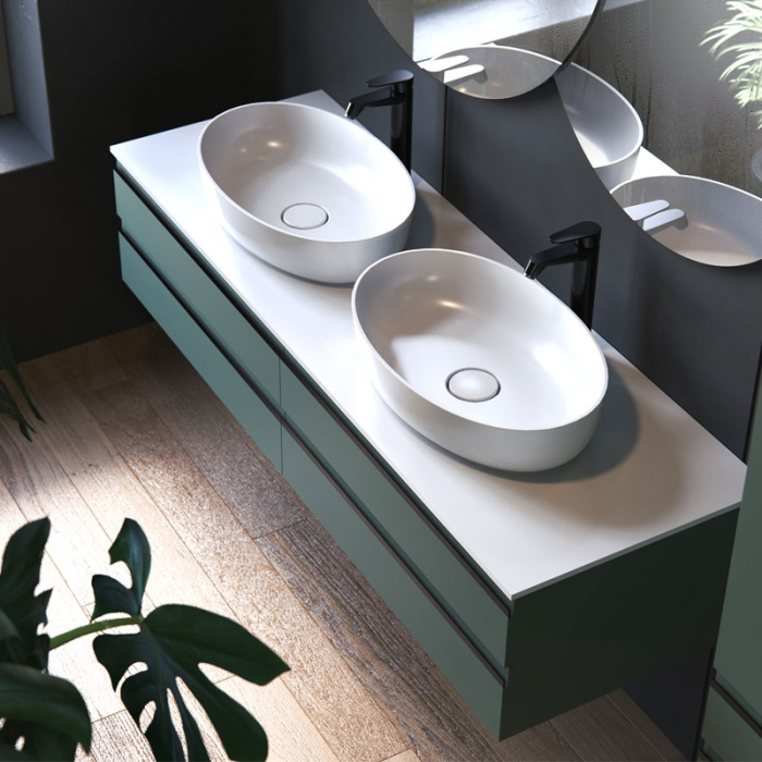 Mobilier suspendat Kolpasan Alexis, 150 cm, 4 sertare Soft Close, blat Kerrock, Green [3]
