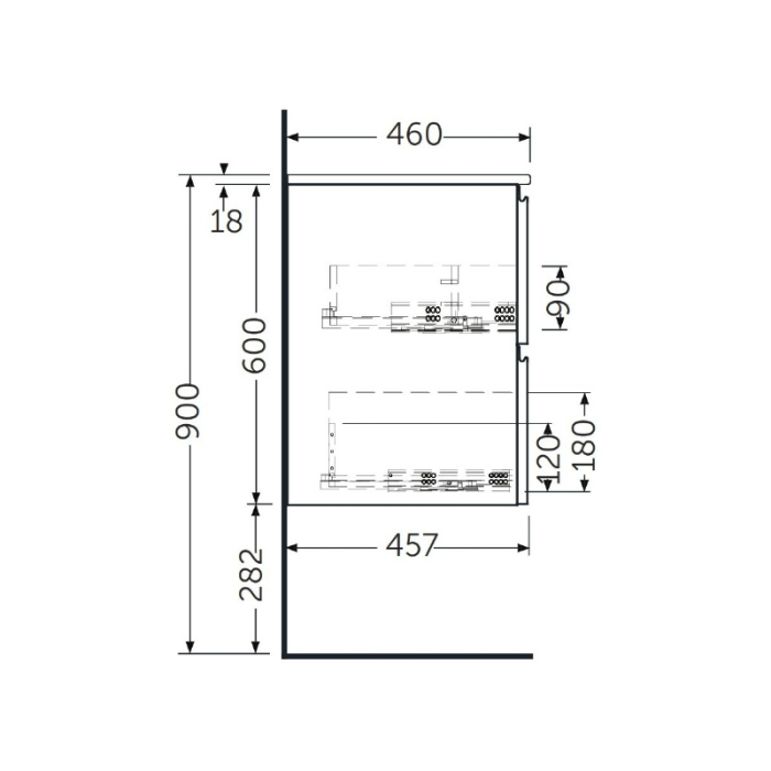 Mobilier suspendat, Rak, Joy-Base, pentru lavoar, 60 cm, alb [3]
