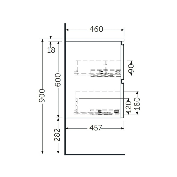 Mobilier suspendat, Rak, Joy, pentru lavoar incastrabil, 100 cm, gri [3]
