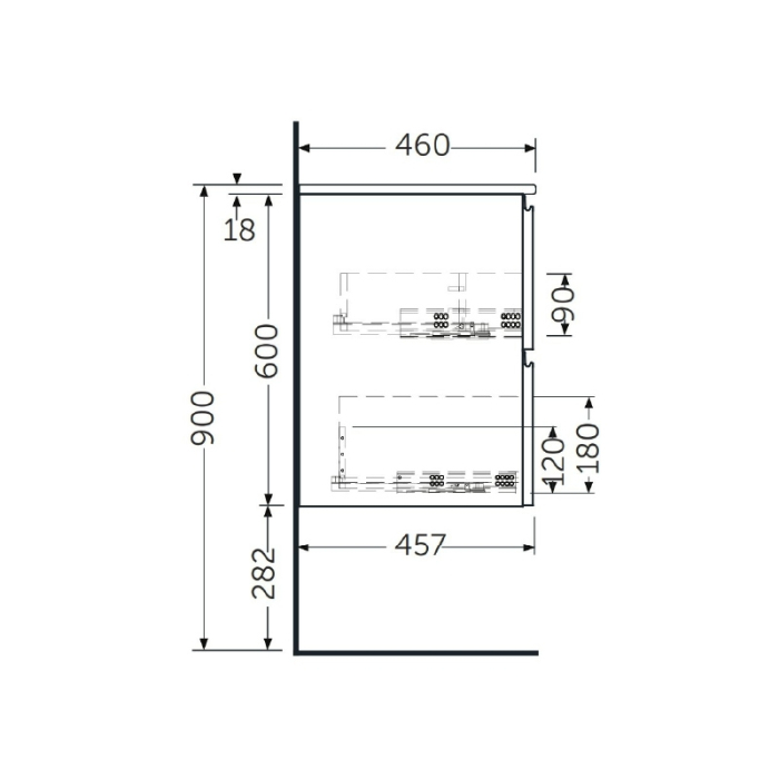 Mobilier suspendat, Rak, Joy, pentru lavoar incastrabil, 80 cm, stejar [3]