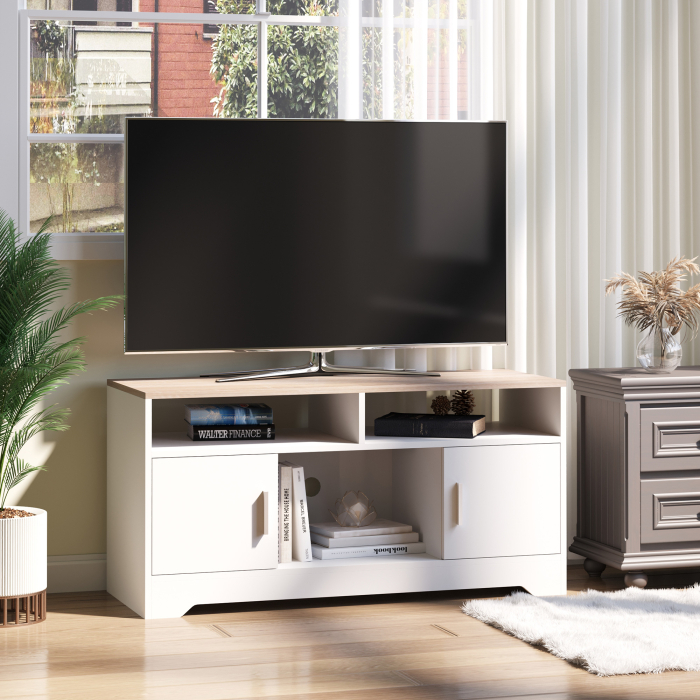  Mobilier TV 42" - Alb & Lemn Natural, Design Compact 105×52 cm [2]