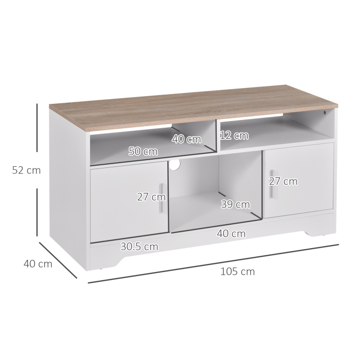  Mobilier TV 42" - Alb & Lemn Natural, Design Compact 105×52 cm [3]