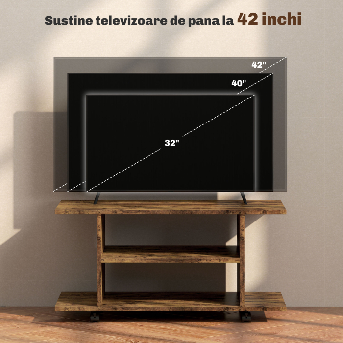  Modern TV Cabinet Stand Storage Shelves Table Mobile Bedroom Furniture Bookshelf Bookcase Rustic Brown [7]