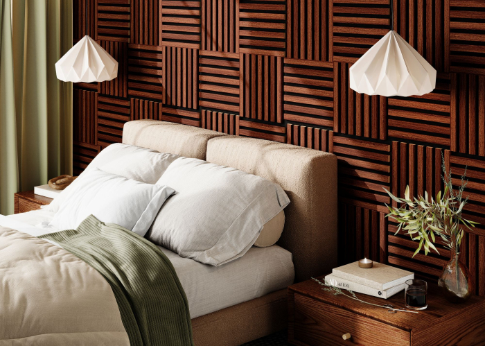 Modul riflaj MDF decorativ LDA PREMIUM de tip panou acustic, Stejar Maro, 30x30 cm [4]