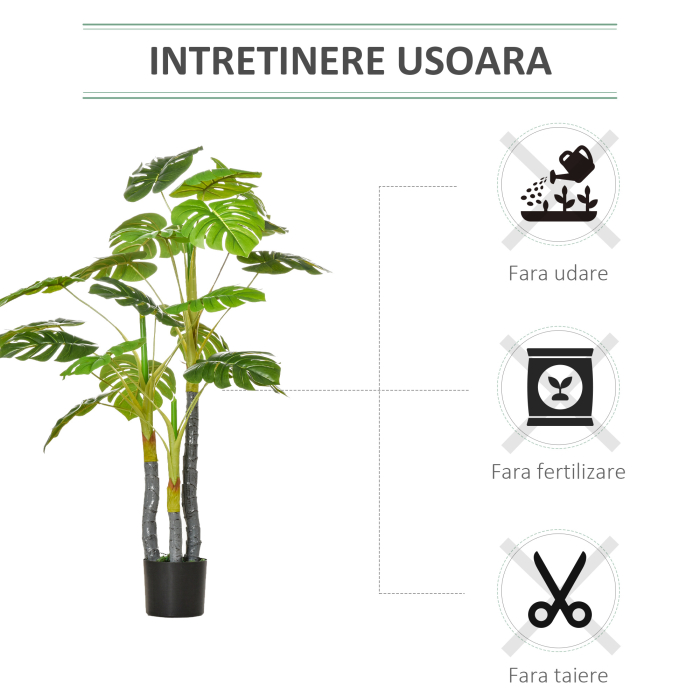  Monastera Planta Artificiala de Interior si Exterior, Planta Artificiala cu efect Realist cu 20 de Frunze, 120 cm [6]