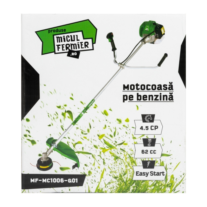 Motocoasa Micul Fermier MF-MC1006-G01, 4.5CP, 62CC, Benzina 2 Timpi, Pornire Rapida, Teava 28Mm, 3 Accesorii [4]