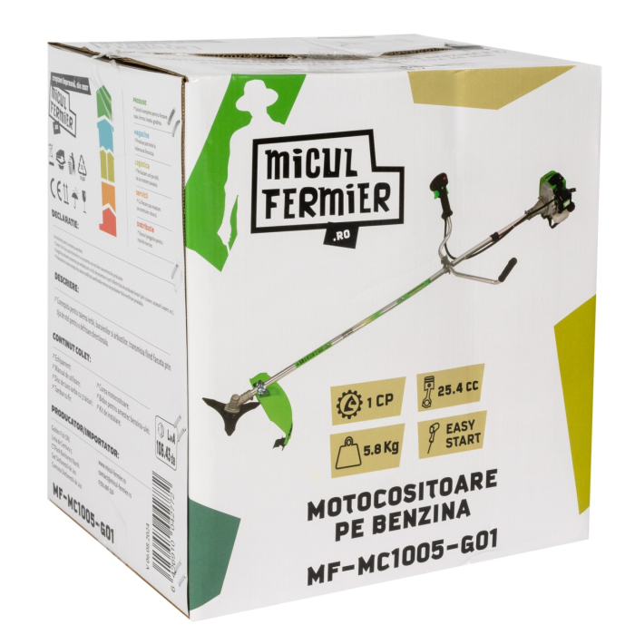 Motocositoare Micul Fermier 1CP, 25.4CC, motor benzina 2T, pornire rapida, 3 accesorii, tija 26mm [8]