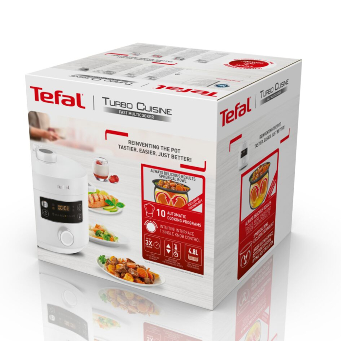 Multicooker cu gatire sub presiune Tefal Turbo Cuisine CY754130, aplicatie dedicata My Tefal, 4.8L, 10 programe automate, Functii inteligente, 12  [12]