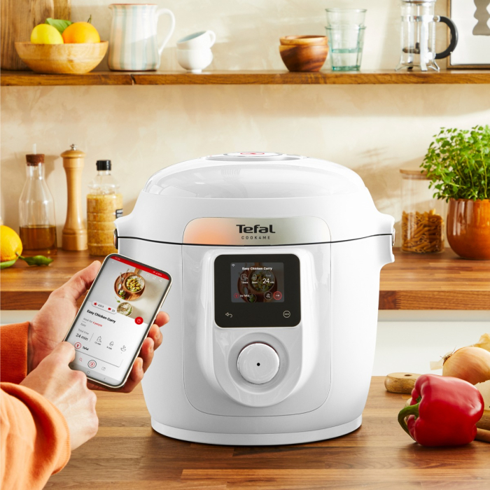 Multicooker inteligent cu gatire sub presiune Tefal Cook4Me Wi-Fi 10 in 1 CY9621F2, 10 programe de gatire, vas ceramic antiaderent 6 L, Wi-Fi, ecran L [4]