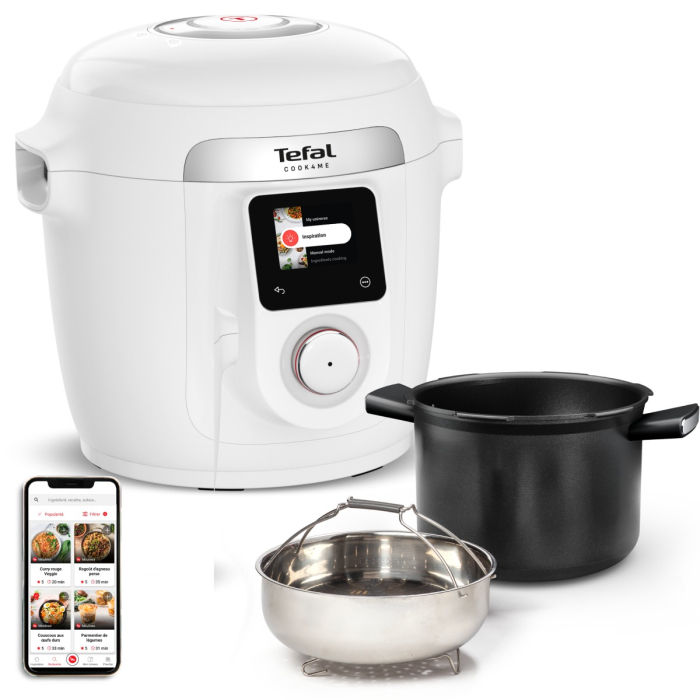 Multicooker inteligent cu gatire sub presiune Tefal Cook4Me Wi-Fi 10 in 1 CY9621F2, 10 programe de gatire, vas ceramic antiaderent 6 L, Wi-Fi, ecran L [6]