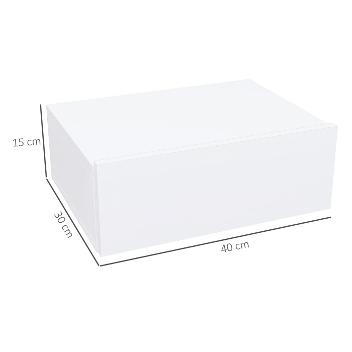  Noptier Suspendat Modern cu Sertar, din Lemn, 40x30x15 cm, Alb [3]