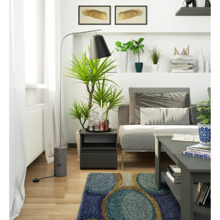 Noptiera cu 1 sertar, PAL laminat 16mm, 40x35x40 cm, gri [4]