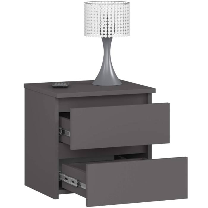 Noptiera cu 2 sertare, din PAL laminat, 40x35x40 cm, gri grafit [3]