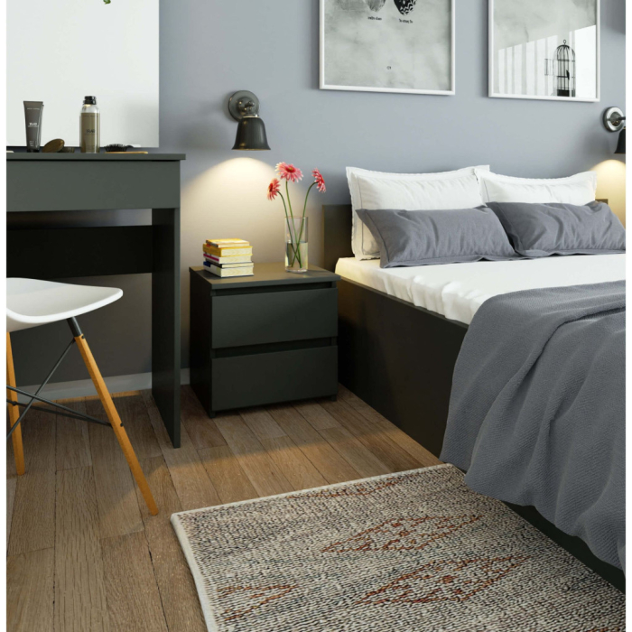 Noptiera cu 2 sertare, din PAL laminat, 40x35x40 cm, gri grafit [5]