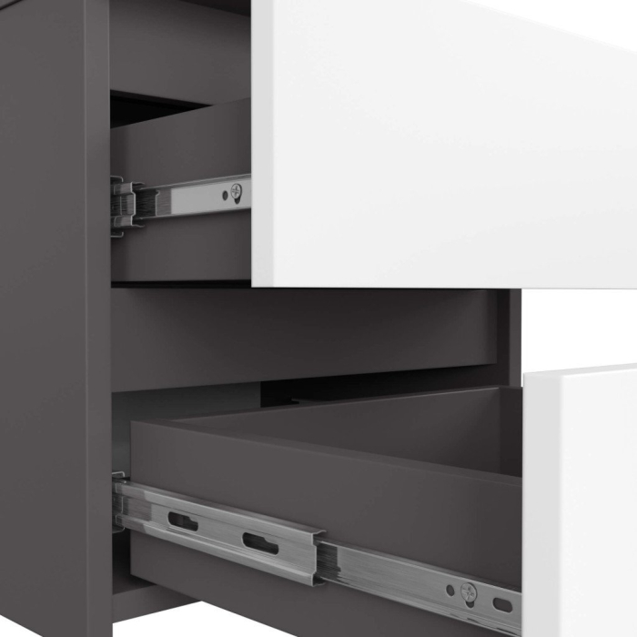 Noptiera cu 2 sertare, din PAL laminat, 40x35x40 cm, gri si alb [3]