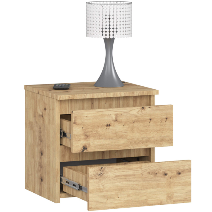 Noptiera cu 2 sertare, din PAL laminat, 40x35x40 cm, stejar artisan [3]