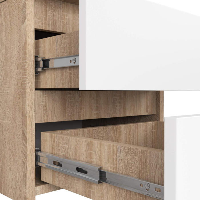 Noptiera cu 2 sertare, din PAL laminat, 40x35x40 cm, stejar sonoma si alb [6]