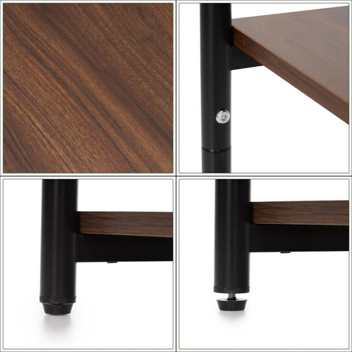 Noptiera cu 3 rafturi din PAL si cadru metalic, 35x31x59 cm, maro inchis [15]