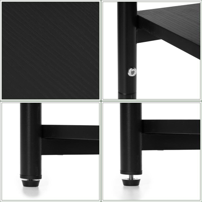 Noptiera cu 3 rafturi din PAL si cadru metalic, 35x31x59 cm, negru [15]