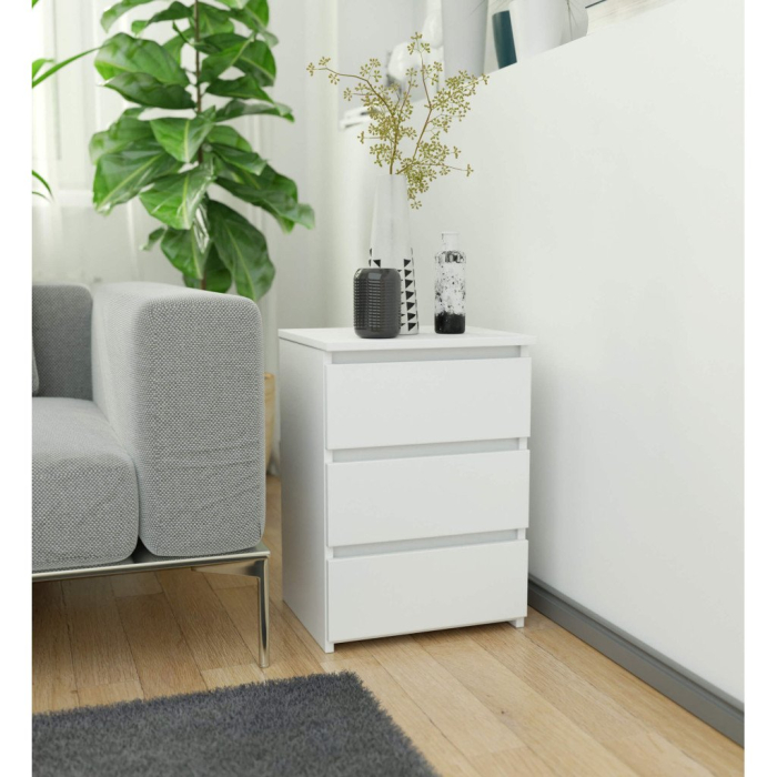 Noptiera cu 3 sertare, PAL laminat 16 mm, 40x35x57 cm, alb [5]