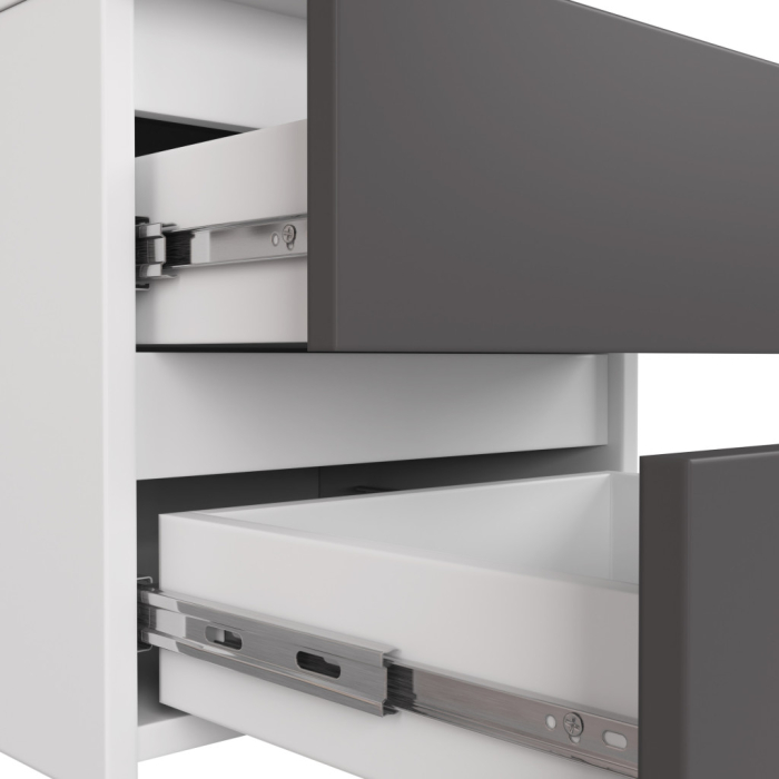 Noptiera cu 3 sertare, PAL laminat 16 mm, 40x35x57 cm, alb si gri [6]