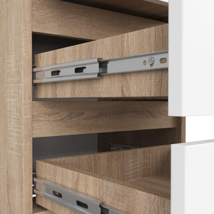 Noptiera cu 3 sertare, PAL laminat 16 mm, 40x35x57 cm, stejar sonoma si alb [6]