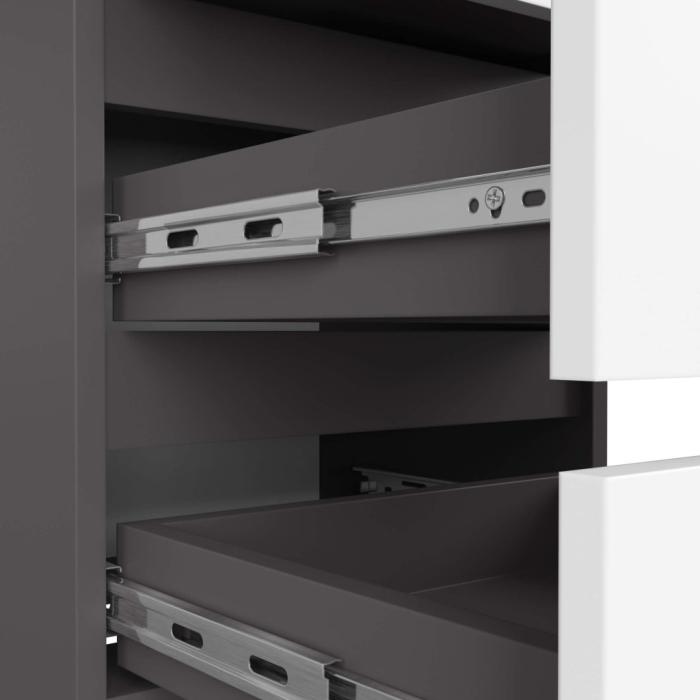 Noptiera cu 3 sertare, PAL laminat, 40x35x57 cm, gri grafit si alb [4]