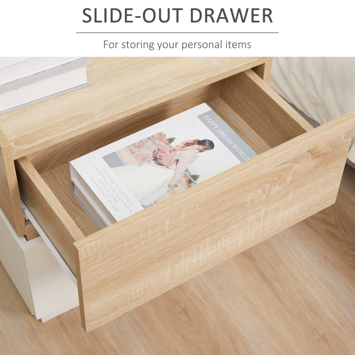  Noptiera Lemn Natur - 2 Sertare, Design Modern [5]