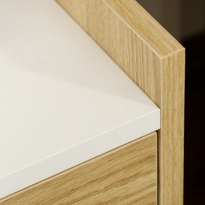  Noptiera Moderna cu Prize & USB - Lemn Natur, Sertar 40×40×60 cm [8]