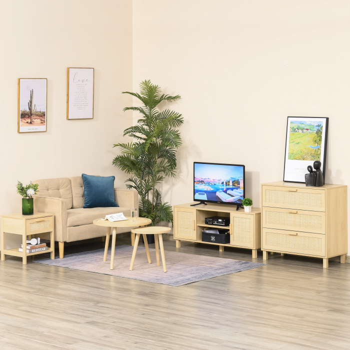  Noptiera Moderna cu Sertar si Raft Inferior pentru Depozitare, din MDF, 40x40x48 cm, culoare Lemn [8]