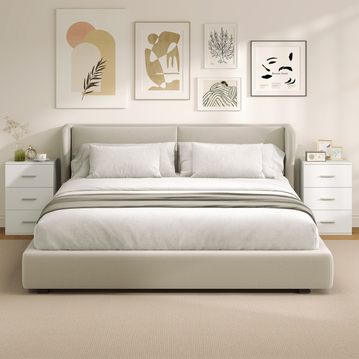  Noptiera pentru Dormitor cu 3 Sertare, Stil Modern din Lemn, Masuta pentru Canapea, Sufragerie, Living si Dormitor, 40x35x60 cm, Alb [9]