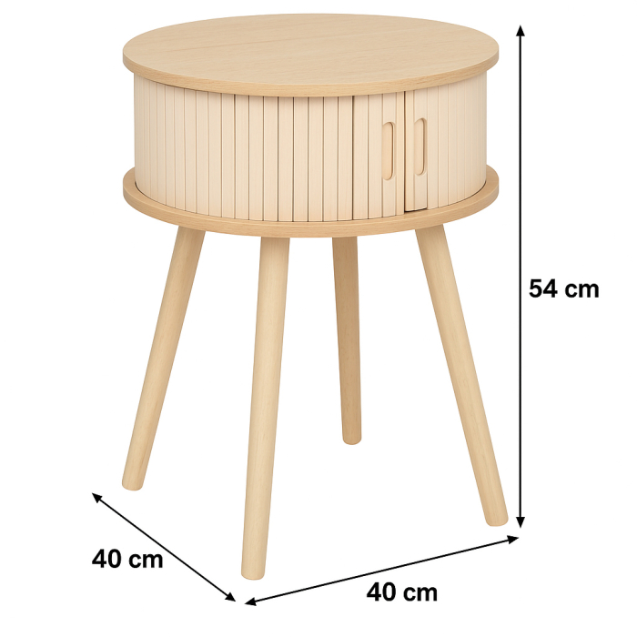 Noptiera rotunda Atmosphera Nysos cu 2 usi glisante si raft interior, 40x54 cm, crem natur [11]