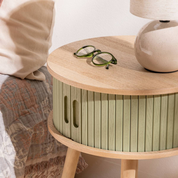 Noptiera rotunda Nysos cu 2 usi glisante si raft interior, 40x54 cm, verde [8]