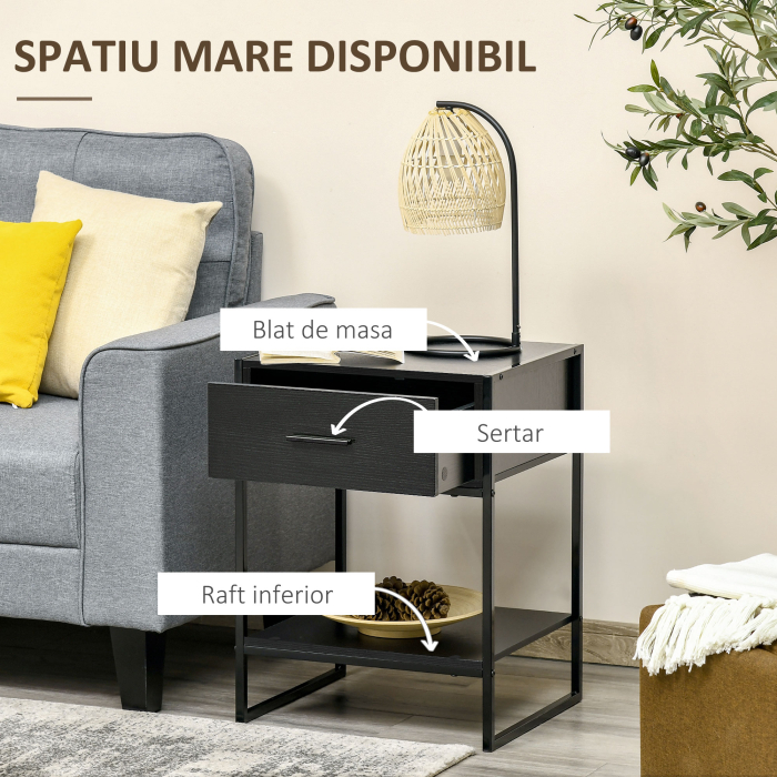  Noptiere Moderne (set 2 buc) cu sertar si raft [5]