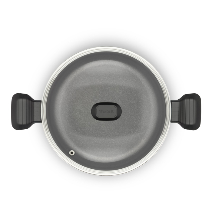 Oala cu capac Tefal So Intensive D5064662, 24 cm, aluminiu, invelis antiaderent Titanium Extra, capac din sticla, exterior emailat, negru [2]