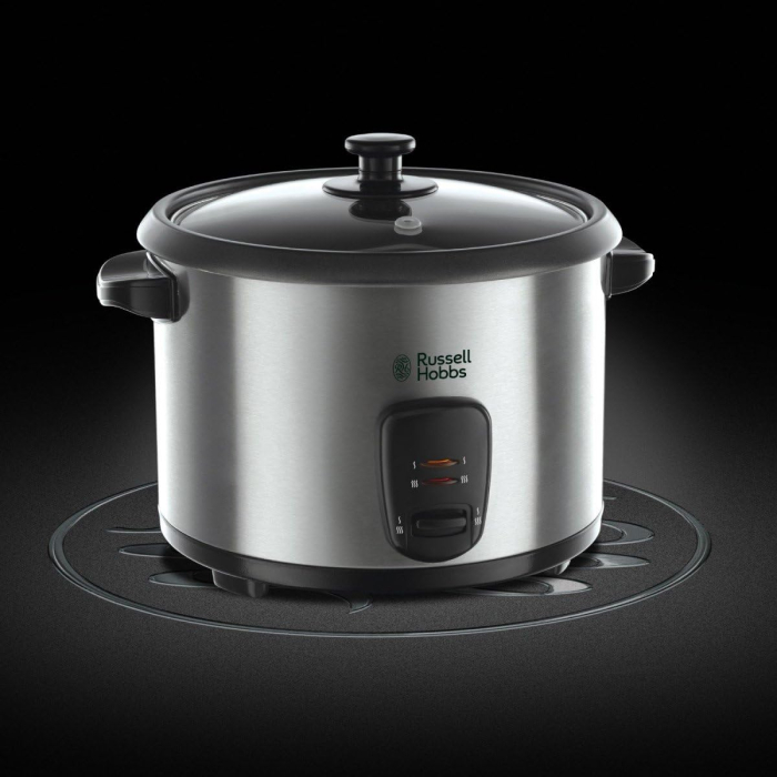 Oala de gatit orez Russell Hobbs 19750-56 Cook@Home, 1.8L (10 portii), functie mentinere cald, vas non-adeziv, Inox/Negru [6]