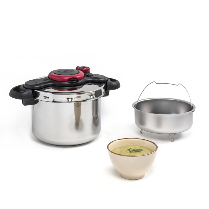 Oala sub presiune Tefal ClipsoMinut'® Easy P4624966, compatibil cu inductia, inox, indicator de presiune, 5 puncte de securitate, argintiu [3]