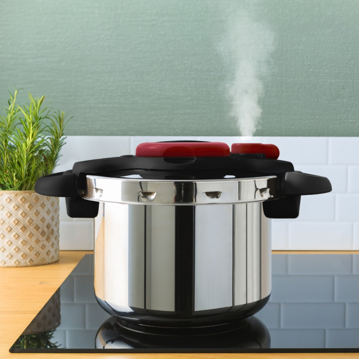 Oala sub presiune Tefal ClipsoMinut'® Easy P4624966, compatibil cu inductia, inox, indicator de presiune, 5 puncte de securitate, argintiu [10]