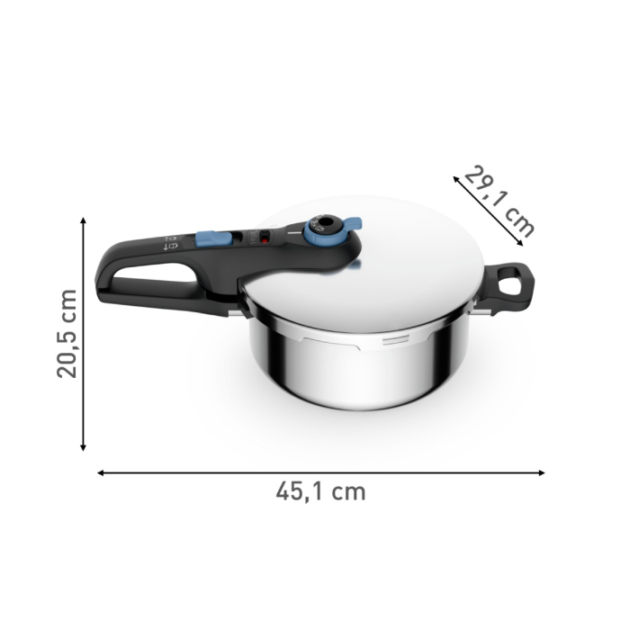 Oala sub presiune Tefal Secure Trendy P2580402, 4 L, sistem siguranta in 5 puncte, 2 programe de gatire, compatibil cu inductia, argintiu [3]