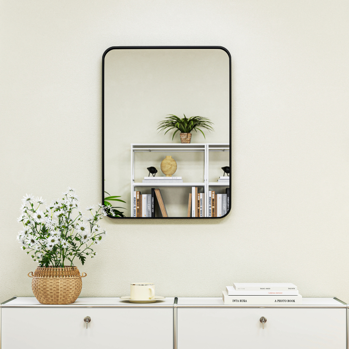  Oglinda baie cu rama metalica si carlig, 60x2,5x80 cm, negru [8]