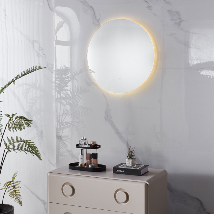 Oglinda baie LED rotunda cu functie anti-aburire, iluminare perimetrala reglabila cu control tactil, 60 cm [4]