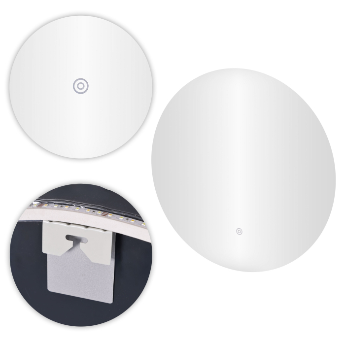 Oglinda baie LED rotunda cu functie anti-aburire, iluminare perimetrala reglabila cu control tactil, 60 cm [6]