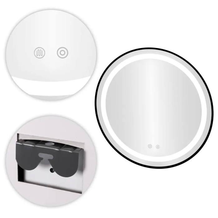 Oglinda baie LED rotunda cu functie anti-aburire, iluminare reglabila cu control tactil, 60 cm, negru [7]