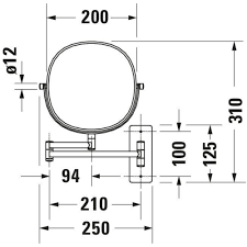 Oglinda cosmetica Duravit 0099121000, D-Code, pivotanta, numar orificii instalare 2, tip instalare pe perete, crom [11]