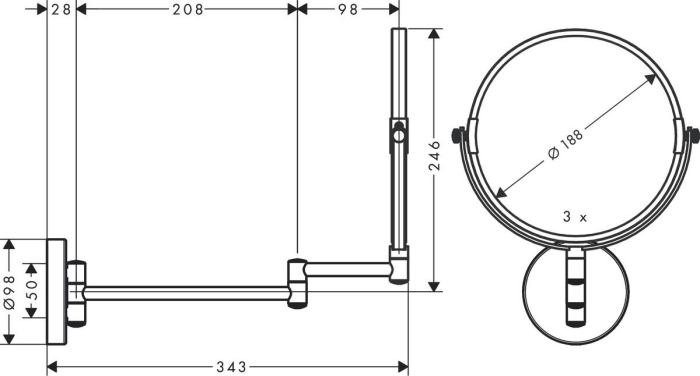 Oglinda cu lupa crom Hansgrohe Logis Universal [2]