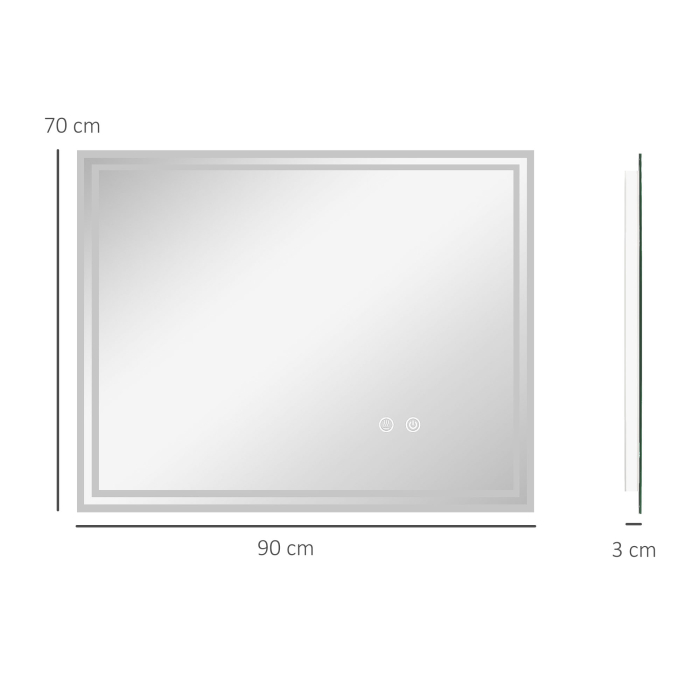  Oglinda de Baie cu Lumini LED, 90x70cm [3]