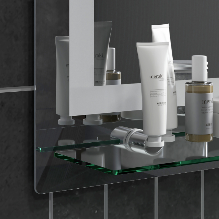  Oglinda de baie cu lumini LED reglabila in 3 culori, cu raft din sticla, 50x12x70 cm, argintiu [8]