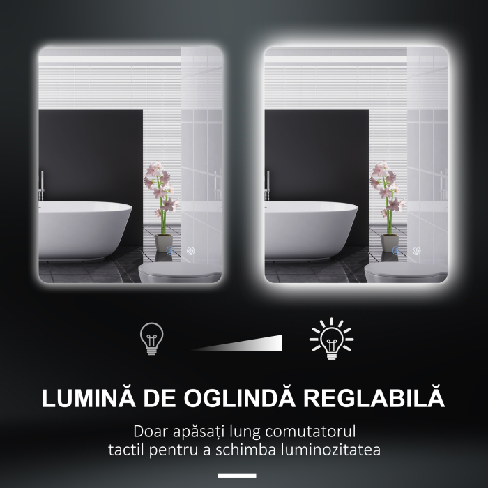 Oglinda de Baie cu Lumini LED Reglabile, Comutatoare Touch si Functie Antiaburire, 70x50 cm [5]