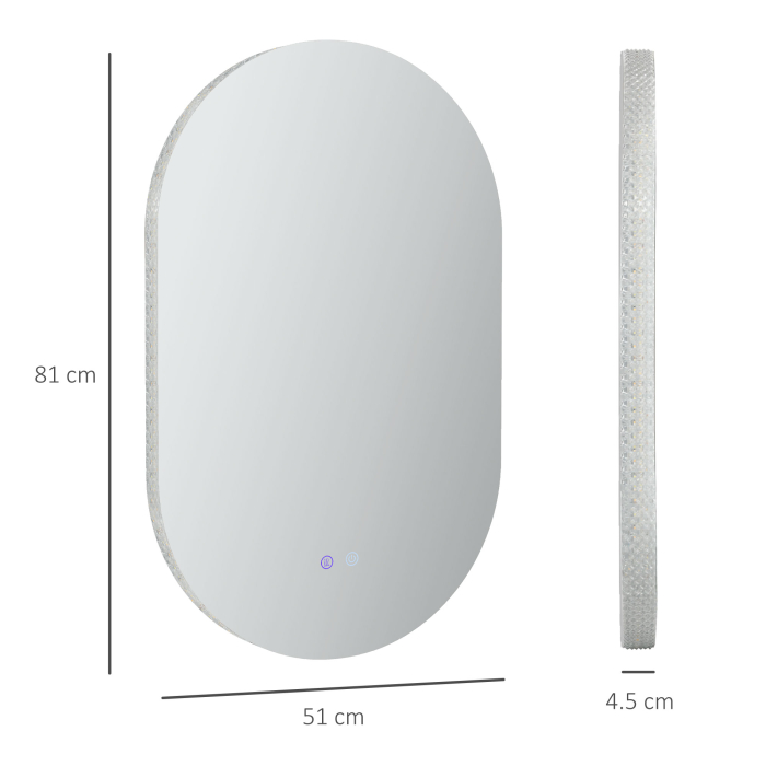  Oglinda de Baie LED Antiaburire cu Luminozitate Reglabila, din Sticla si Aluminiu, 81x51x4.5 cm [3]